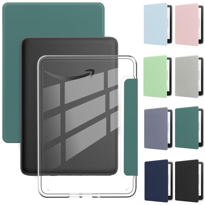 Clear Back PU Leather Flip Cover Case For Kindle 11th 12th Gen 6 Inch Paperwhite5 6.8 Inch Paperwhite6 7 Inch 2024 Oasis 2 3