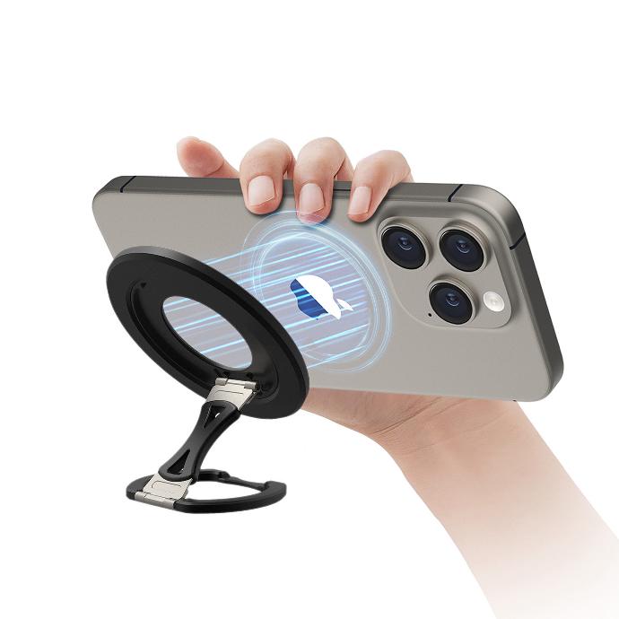 Ultra-thin Aluminum Alloy Folding Holder with 360° Rotation and Dual-sided Magnetic Finger Ring Holder Adjustable Finger Grip