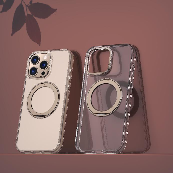 Transparent 360 Rotating Bracket for iPhone 16 Case 15 14 13 Back Cover Magnetic Ring Holder for iPhone 16 Pro Max Case