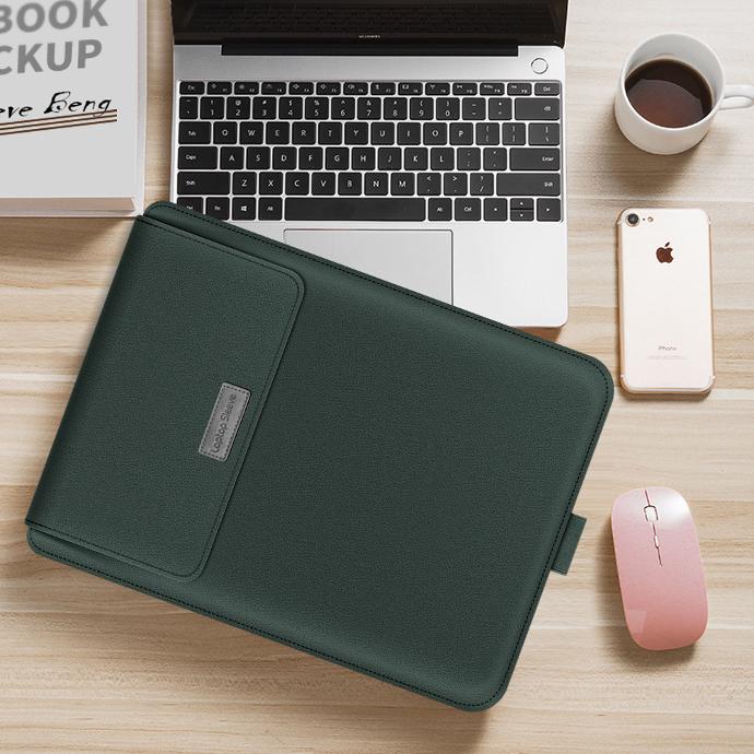 Notebook Case Covers Pouch Bags for Macbook 12 13 15 16 Inch PU Leather Customized Logo Laptop Sleeve Case with Stand Holder