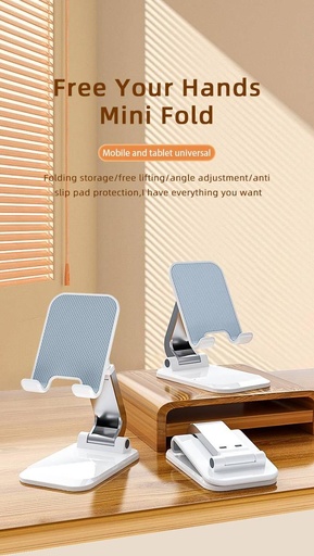 Foldable Cell Phone Stand for Desk 360 Rotation Adjustable Portable Carbon Steel Phone Holder for All Phone iPhone iPad Tablet